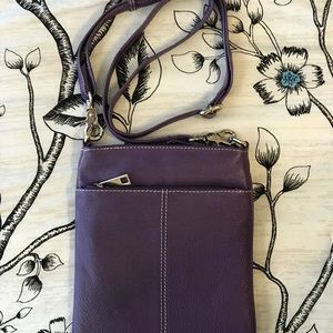 Genuine Leather Purple Crossbody Purse